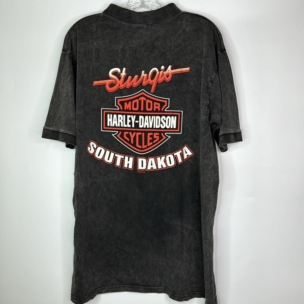Vintage Harley Davidson Black Sturgis South Dakota 1997 Polo Shirt Large